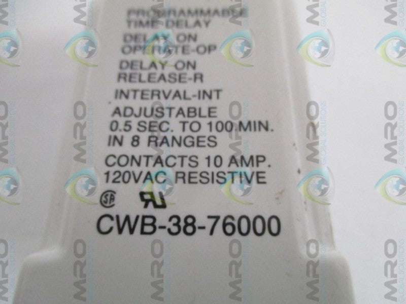 POTTER & BRUMFIELD CWB-38-76000 TIME DELAY RELAY 0.5 SEC-100 MIN. UNMP