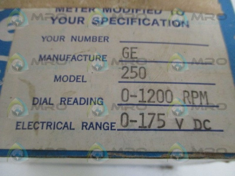 GENERAL ELECTRIC 250 50-250329ECZZ1 PANEL METER 0-1200 RPM NSMP