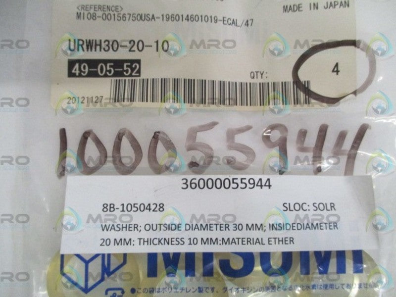 MISUMI URWH30-20-10 WASHER (PKG. OF 4) NSMP