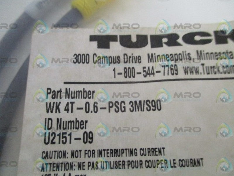 TURCK WK4T-0.6-PSG3M/S90 HYBRID MOLDED CORDSET(AS PICTURED)NSMP