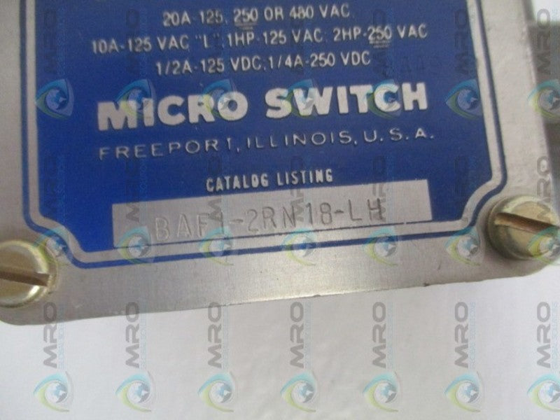 MICRO SWITCH BAF1-2RN18-LH LIMIT SWITCH (GRAY)(AS PICTURED) UNMP