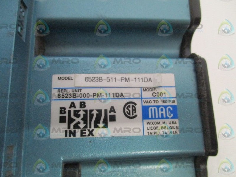 MAC 6523B-511-PM-111DA SOLENOID VALVE UNMP