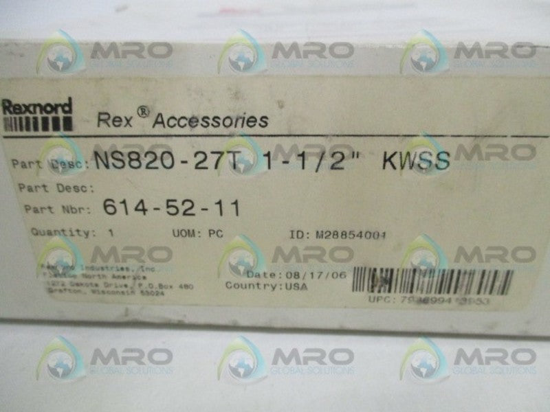 REXNORD NS820-27T-1-1/2-KWSS 614-52-11 SPROCKET NSMP