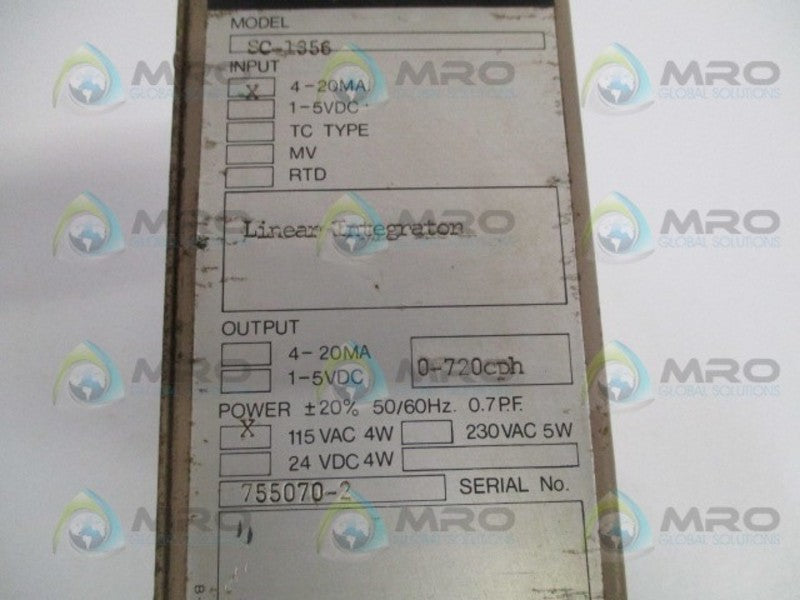 RIS SC-1356 LINEAR INTEGRATION 4-20MA 115VAC UNMP