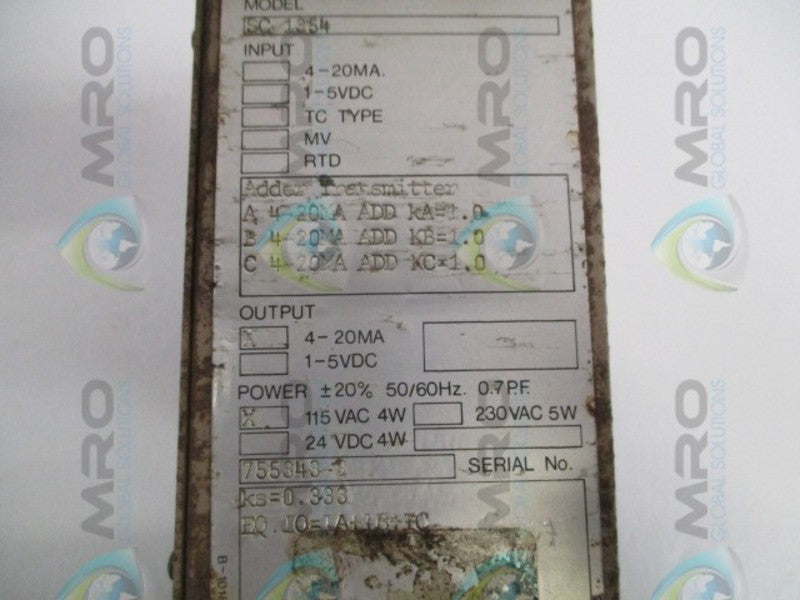 RIS SC-1354 ADDER TRANSMITTER OUT: 4-20MA 115VAC UNMP