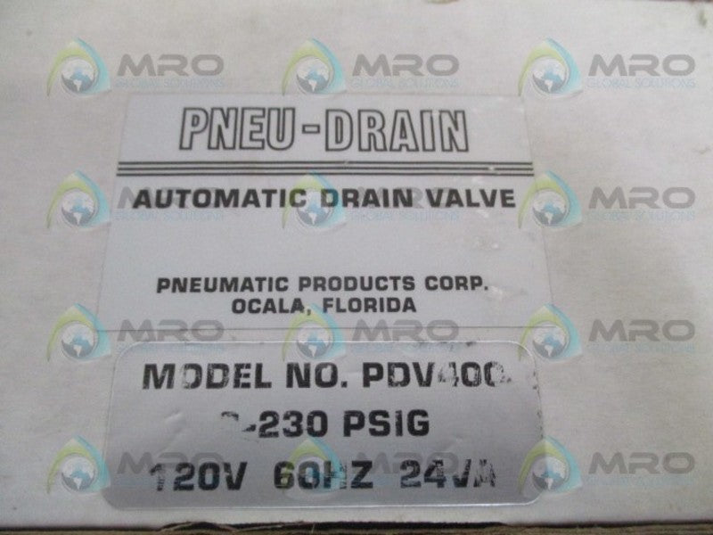 PNEUMATIC PRODUCTS PDV400 AUTOMATIC DRAIN VALVE NSMP