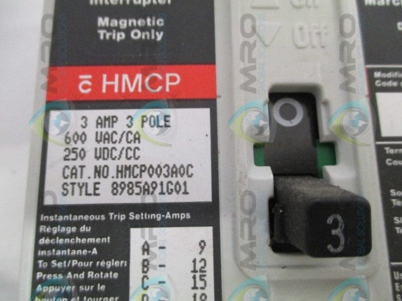 CUTLER HAMMER HMCP003A0C 3A w/ A1X1LB  UNMP