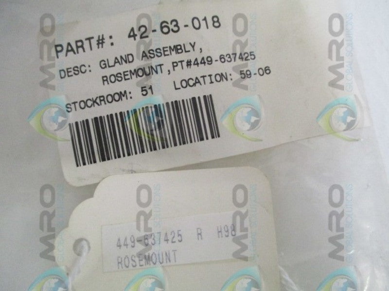 ROSEMOUNT 449-637425 GLAND ASSEMBLY NSNP