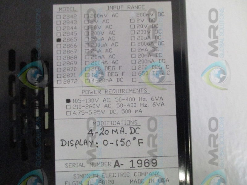 SIMPSON 2865 0/150F NSNP