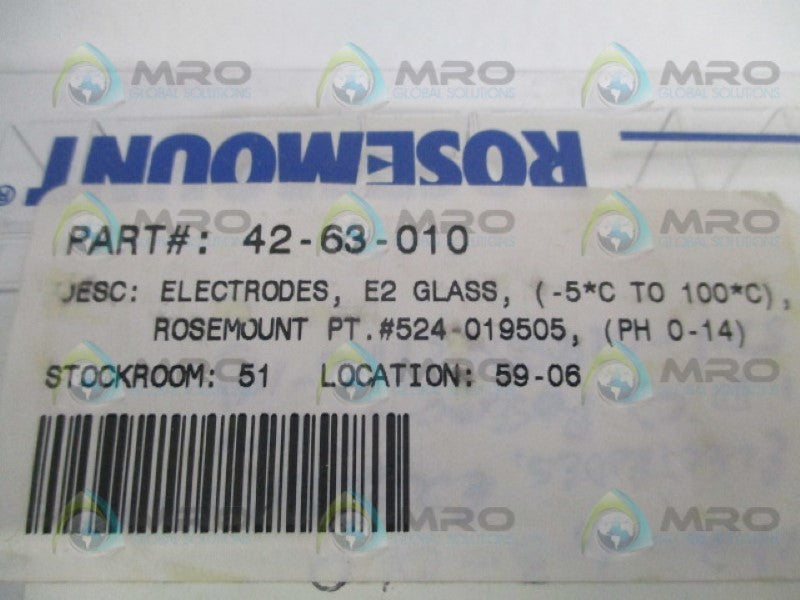 ROSEMOUNT 524-19505 GLASS ELECTRODE NSMP