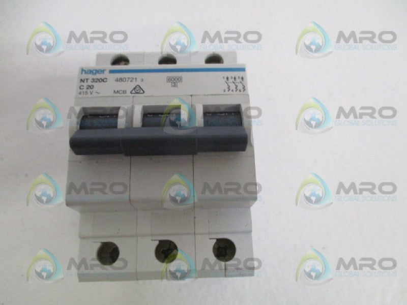 HAGER NT320C-C20 CIRCUIT BREAKER 20A UNMP