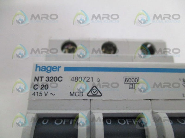 HAGER NT320C-C20 CIRCUIT BREAKER 20A UNMP