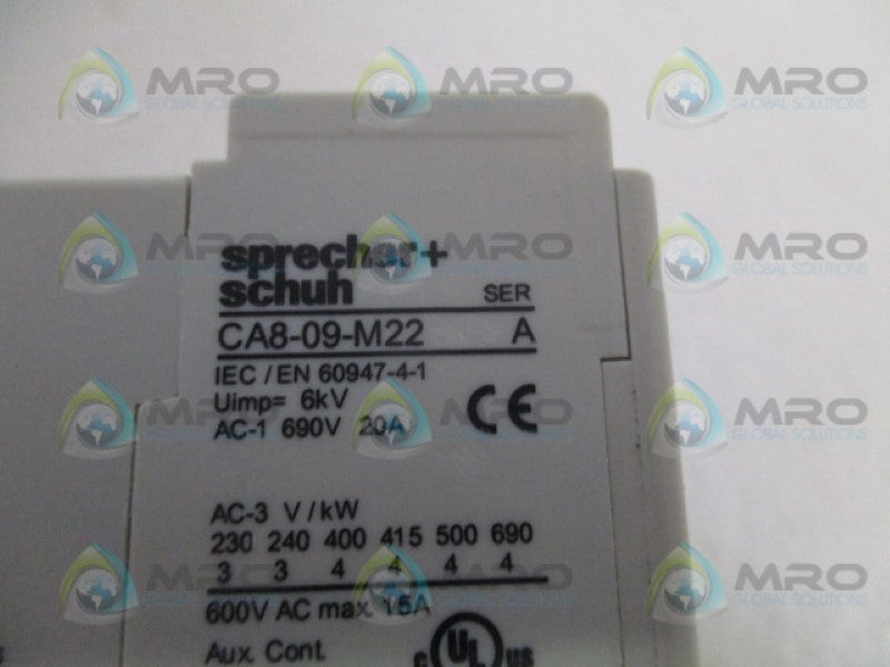 SPRECHER+SCHUH CA8-09-M22 CONTACTOR 48V NSNP