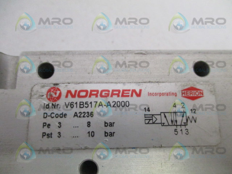 NORGREN V61B517A-A2000 SOLENOID VALVE UNMP