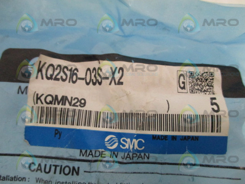 SMC KQ2S16-03S-X2 FITTING CONNECTOR (PKG. OF 5) NSMP