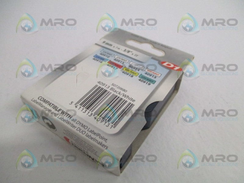DYMO 40913 BLACK/WHITE TAPE CASSETTE 9mm  NSMP