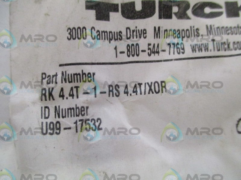 TURCK RK4.4T-1-RS4.4T/X0R MOLDED CORDSET NSMP