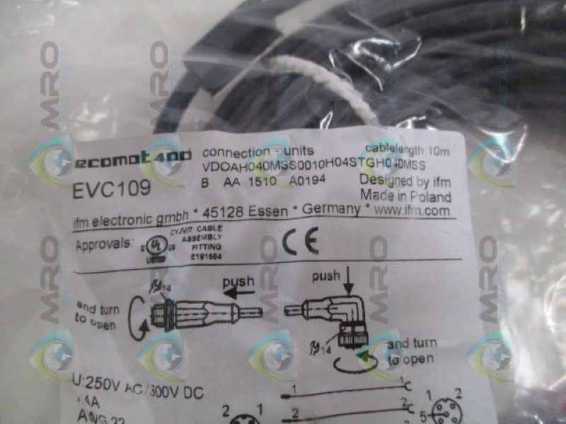 IFM EFECTOR EVC109 CONNECTOR CABLE NSMP