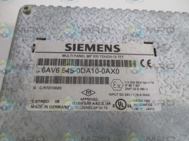 SIEMENS SIMATIC 6AV6545-0DA10-0AX0 MULTI PANEL TOUCH SCREEN (AS PICTURED) UNMP