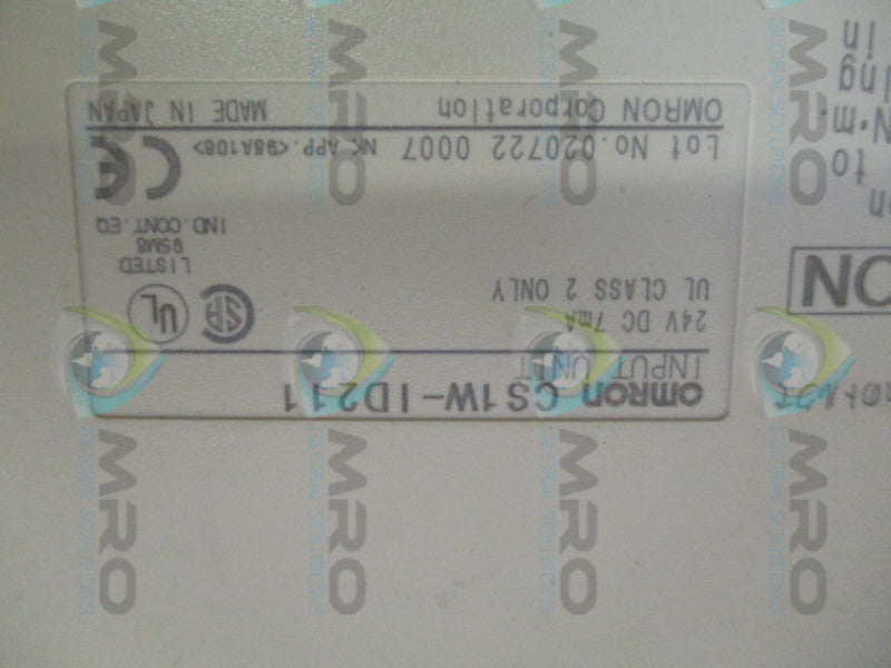 OMRON CS1W-ID211 INPUT UNIT MODULE (MISSING TERMINAL) UNMP
