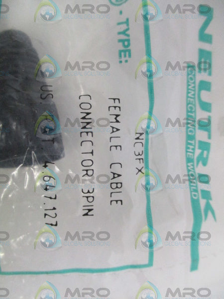 NEUTRIK NC3FX FEMALE CABLE CONNECTOR NSMP