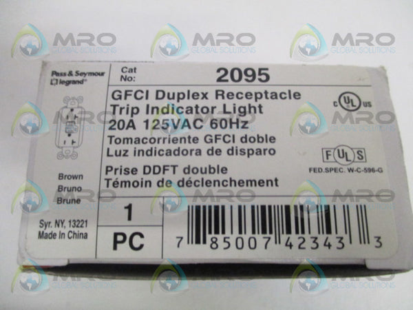 PASS & SEYMOUR 2095 DUPLEX RECEPTACLE TRIP INDICATOR LIGHT NSMP