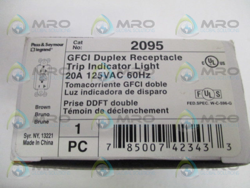 PASS & SEYMOUR 2095 DUPLEX RECEPTACLE TRIP INDICATOR LIGHT NSMP