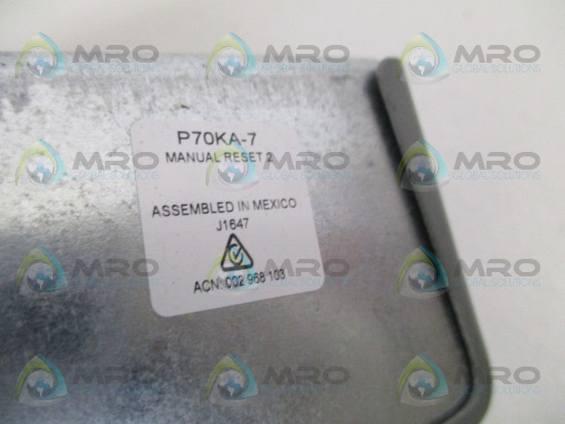 JOHNSON CONTROLS P70K-7C HIGH PRESSURE LOCKOUT CONTROL NSMP
