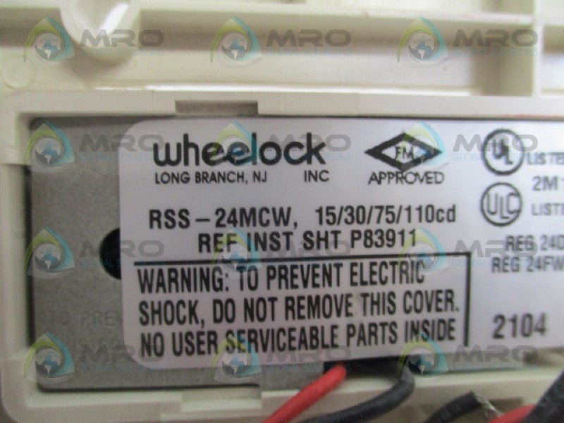 WHEELOCK RSS-24MCW FIRE ALARM STROBE LIGHT WALL MOUNT UNMP