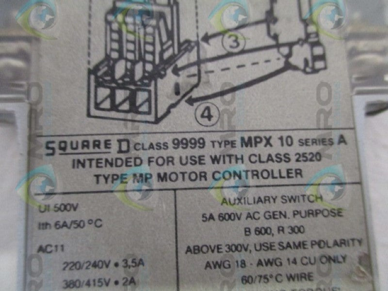 SQUARE D 9999-MPX10 AUXILIARY SWITCH UNMP