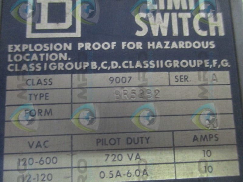 SQUARE D 9007-BR5332 LIMIT SWITCH (MISSING ACCESSORIES) NSNP