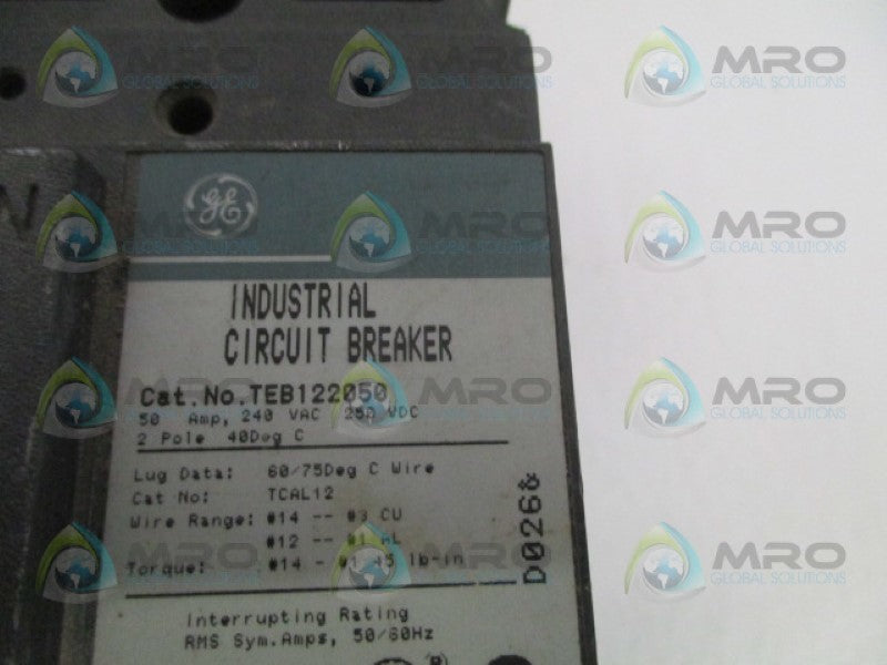 GENERAL ELECTRIC TEB122050 CIRCUIT BREAKER 50A (GREEN) UNMP