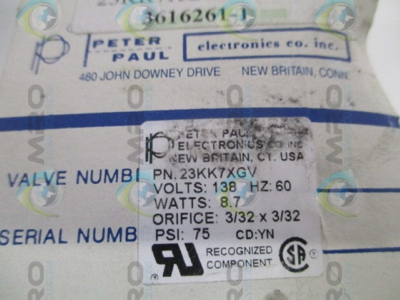 PETER PAUL 23KK7XGV SOLENOID VALVE NSMP