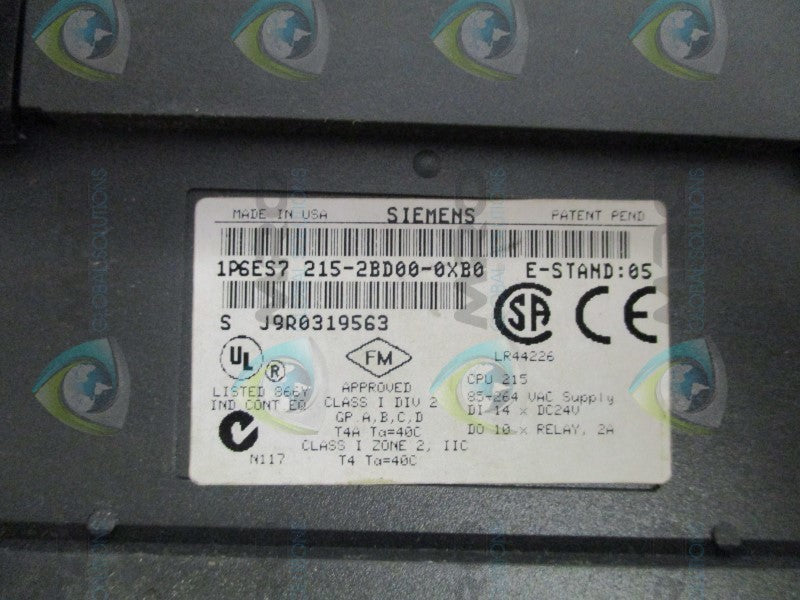 SIEMENS SIMATIC S7-200 6ES7215-2BD00-0XB0 CPU MODULE NSNP