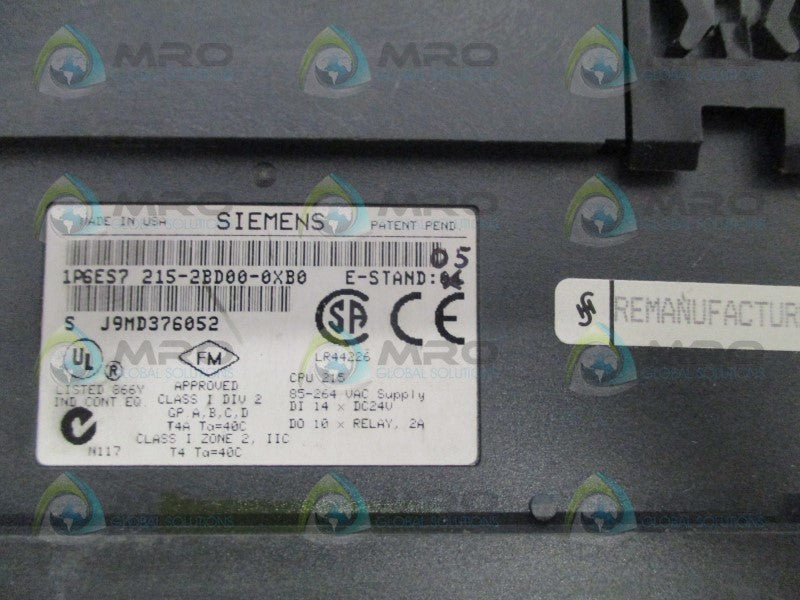 SIEMENS SIMATIC S7-200 6ES7215-2BD00-0XB0 MODULE (REMANUFACTURED) NSNP