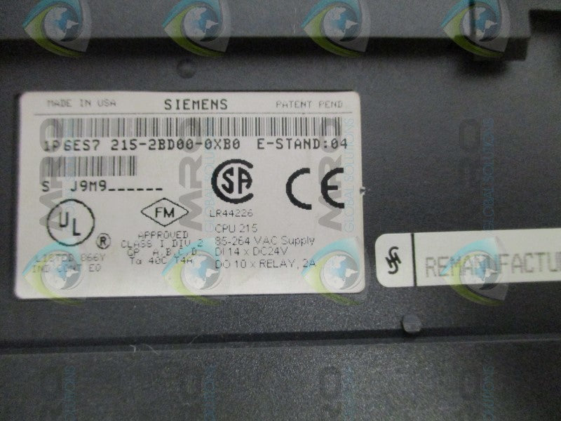 SIEMENS SIMATIC S7-200 6ES7215-2BD00-0XB0 MODULE (REMANUFACTURED)
