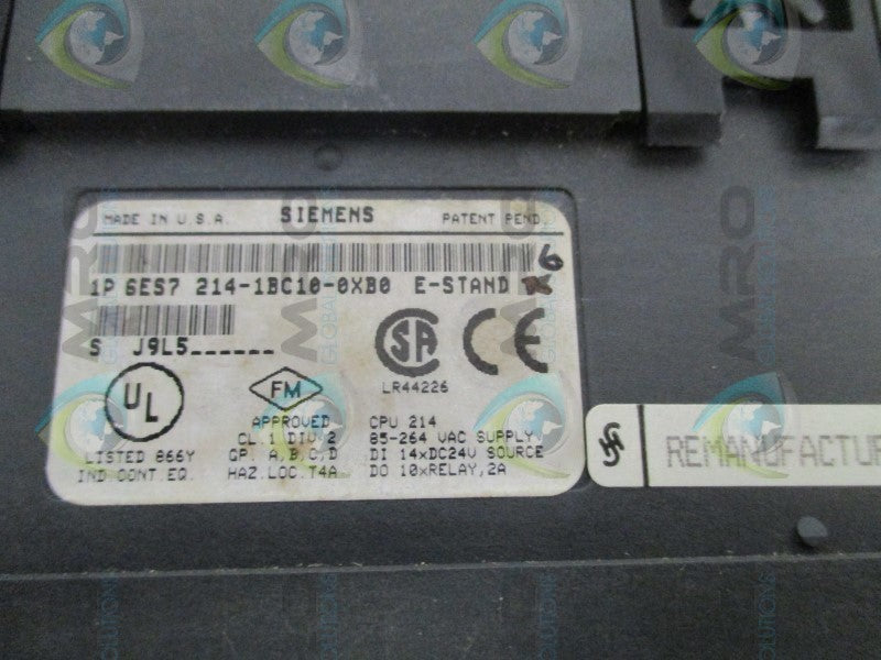 SIEMENS SIMATIC 6ES7214-1BC10-0XB0 MODULE(REMANUFACTURED)(AS PICTURED)