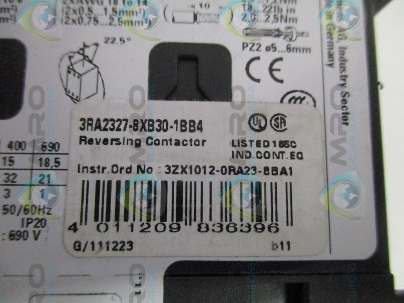 SIEMENS 3RA2327-8XB30-1BB4 REVESING CONTACTOR 24VDC (AS PICTURED) NSNP