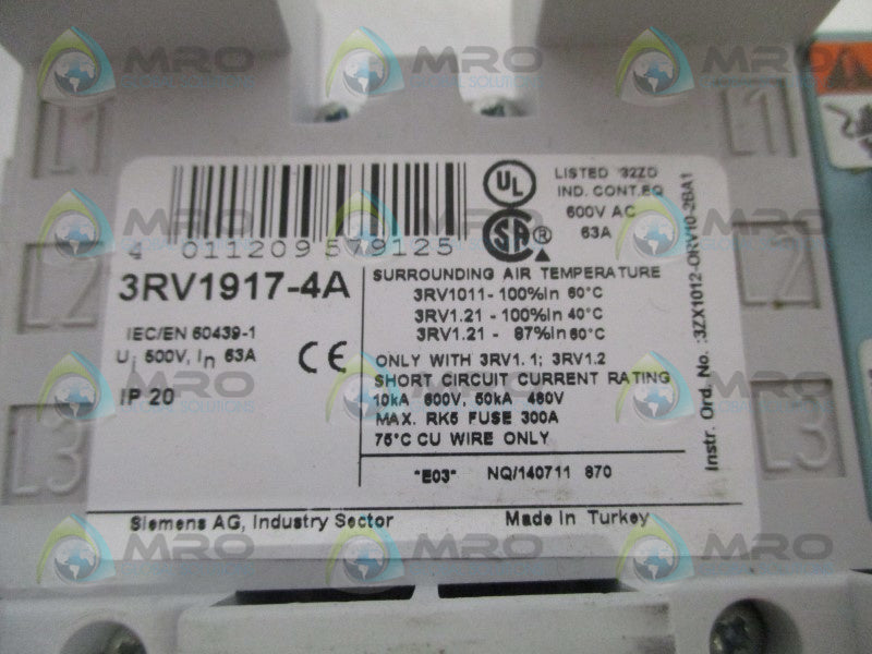 SIEMENS 3RV1917-4A BUSBAR (MISSING ACCESSORIES) NSNP