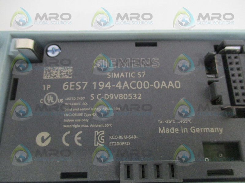SIEMENS SIMATIC S7 6ES7194-4AC00-0AA0 CONNECTION MODULE NSNP