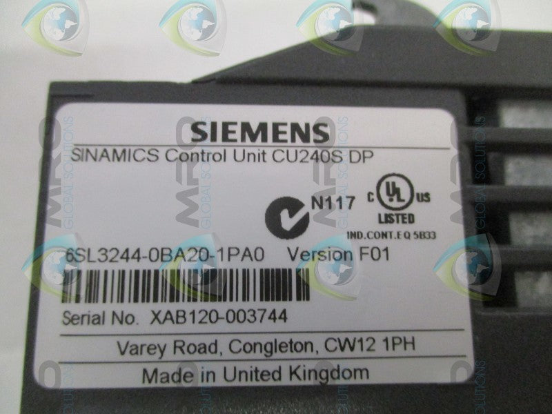 SIEMENS SINAMICS 6SL3244-0BA20-1PA0 CONTROL UNIT UNMP