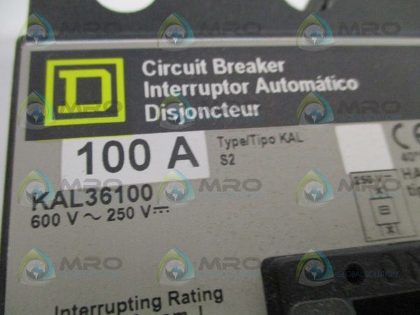 SQUARE D KAL36100 CIRCUIT BREAKER 100A (GRAY) NSMP