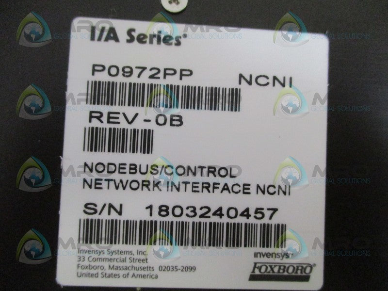 FOXBORO P0972PP NODEBUS/CONTROL NETWORK INTERFACE (REMANUFACTURED) NSMP