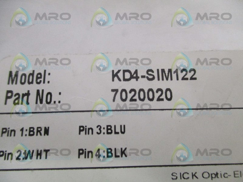 SICK KD4-SIM122 CABLE CONNECTOR NSNP