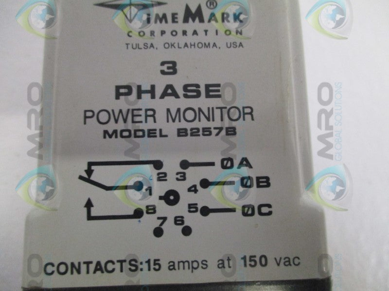 TIME MARK B257B 3-PHASE POWER MONITOR RELAY 15A 150VAC  UNMP