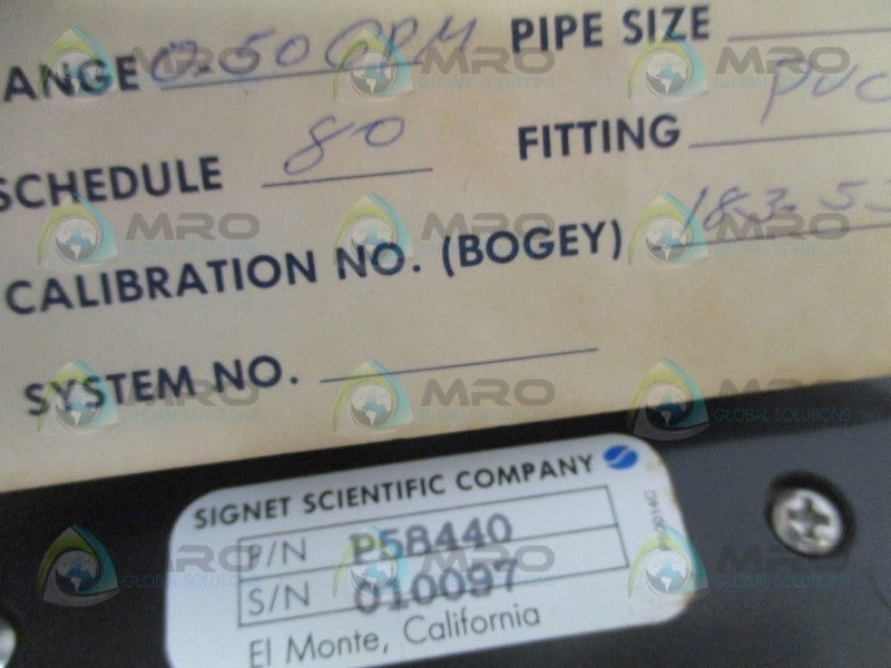 SIGNET SCIENTIFIC P58440 FLOW INDICATOR METER  0-50 GPM NSMP