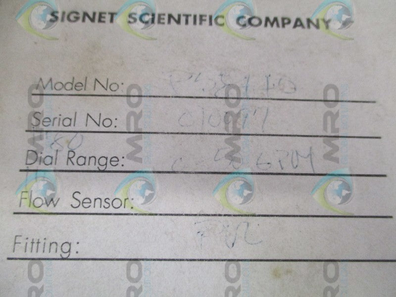SIGNET SCIENTIFIC P58440 FLOW INDICATOR METER  0-50 GPM NSMP