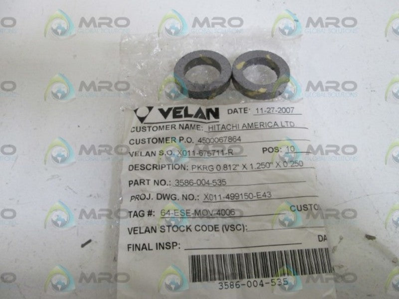 LOT OF 2 VELAN 3586-004-535 NSNP