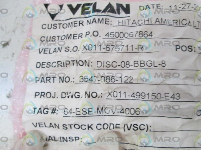VELAN DISC 3547-086-122 NSNP