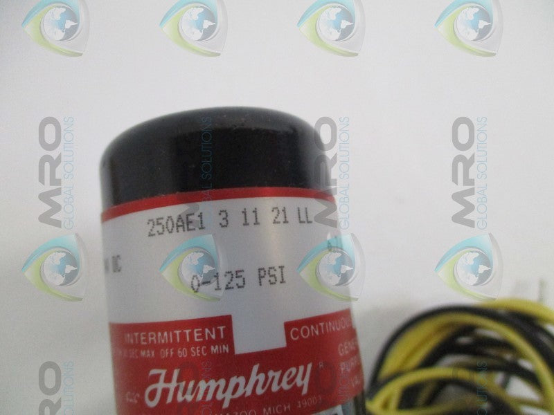 HUMPHREY 250AE131121LL SOLENOID VALVE 0-125PSI  NSNP